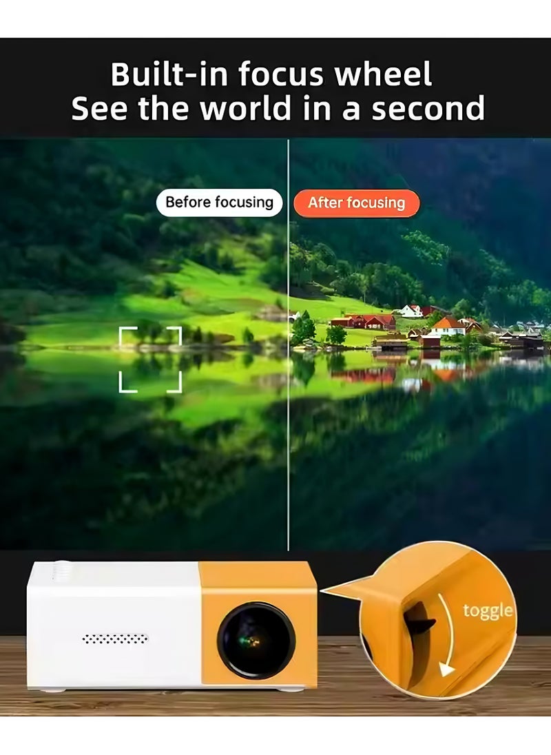 إج - جهاز عرض عالي الوضوح 1080P LED مكتب منزلي صغير محمول، جهاز عرض عالي الدقة، طاقة منخفضة وتبديد حرارة فائق، مشغل فيديو كامل التنسيق: MP4، RMVB، إلخ، يدعم الوسائط المتعددة، مناسب لمختلف فتحات الاتصال - Image 1
