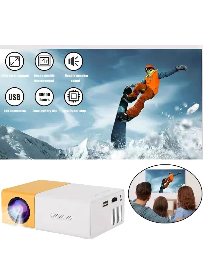 إج - جهاز عرض عالي الوضوح 1080P LED مكتب منزلي صغير محمول، جهاز عرض عالي الدقة، طاقة منخفضة وتبديد حرارة فائق، مشغل فيديو كامل التنسيق: MP4، RMVB، إلخ، يدعم الوسائط المتعددة، مناسب لمختلف فتحات الاتصال - Image 1