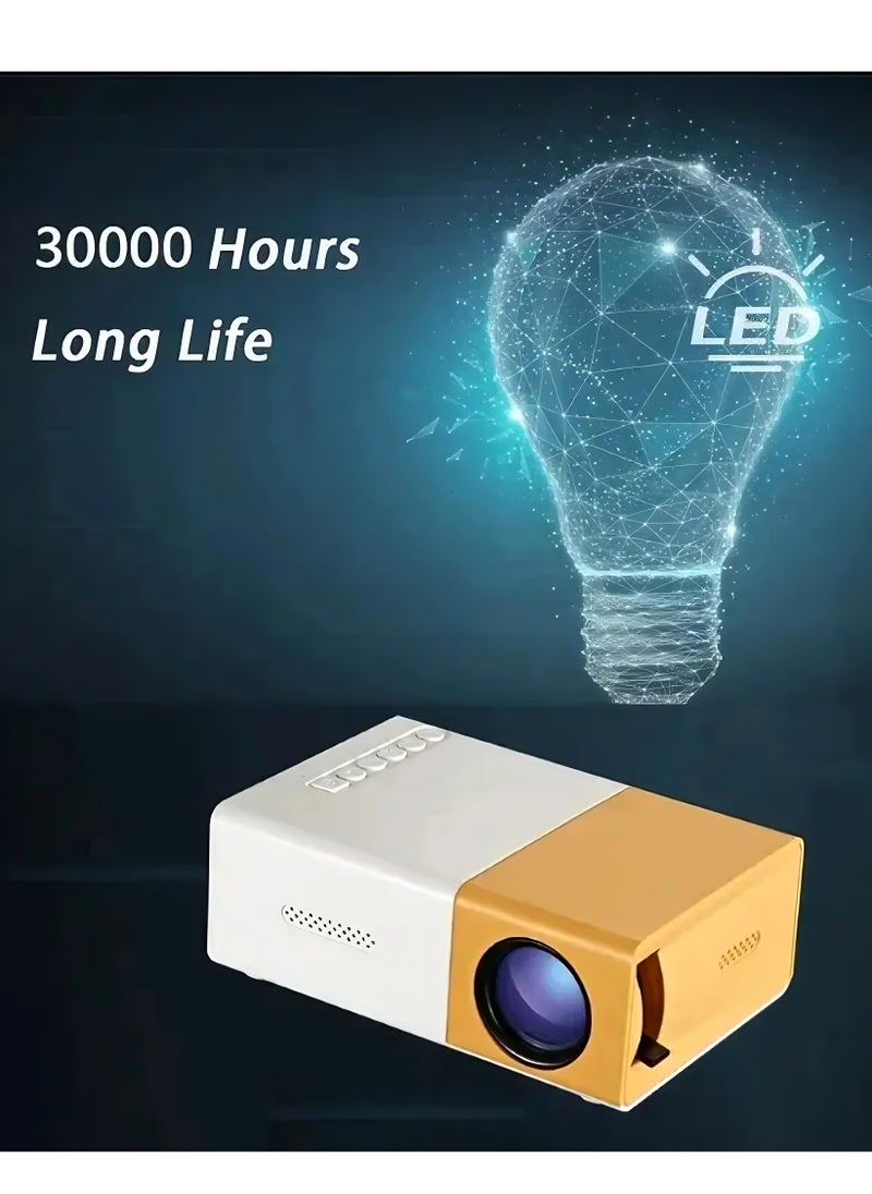 إج - جهاز عرض عالي الوضوح 1080P LED مكتب منزلي صغير محمول، جهاز عرض عالي الدقة، طاقة منخفضة وتبديد حرارة فائق، مشغل فيديو كامل التنسيق: MP4، RMVB، إلخ، يدعم الوسائط المتعددة، مناسب لمختلف فتحات الاتصال - Image 1