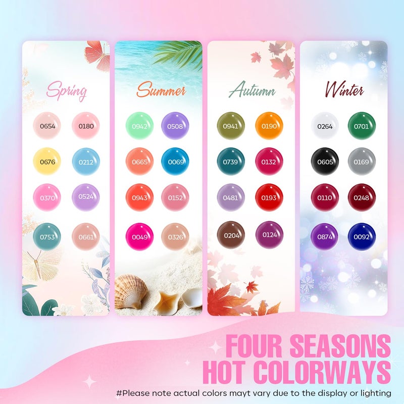 MEFA 47PCS Gel Nail Polish Kit, 42 Colors All Seasons Collection White Nude Pink Colorful Gel Polish Set with 5Pcs Top and Base Coat Primer Manicure Art at Home Salon 7ML Valentines Gifts for Women - Image 2