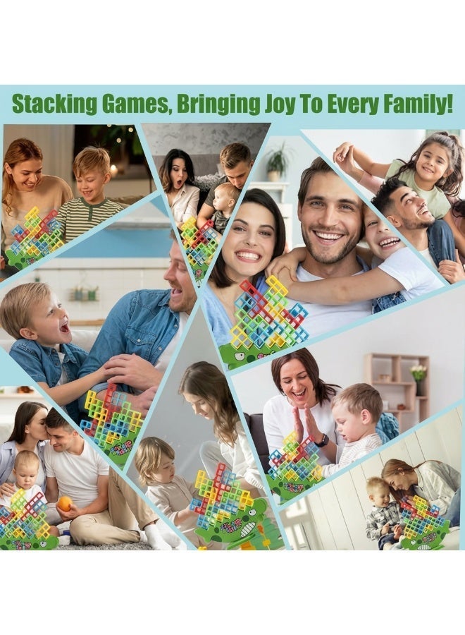 48Pcs Dinosaur Stacking Balance Game - Swing Stack High Building Blocks, Educational Montessori Toy for Kids, Parent-Child Interactive Desktop Tabletop Puzzle Game, Multi-Color Coordination & Logic Training Blocks - Image 5