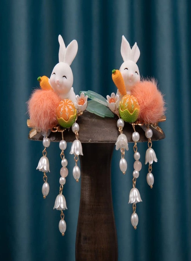 Beaupretty 2Pcs Bunny Hair Clips Plush Ball Hair Barrettes Tassel Easter Chinese Hair Accessories for Women Girls - Image 5