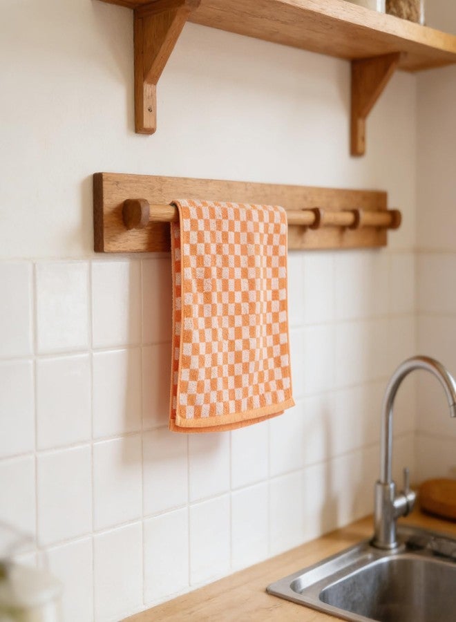 CODOHI 3 Pack Orange Checkered Hand Towels 100% Cotton Absorbent Soft Decorative Towel for Bathroom Kitchen Home Hotel Beach, 29.5 x 13.4 Inches - Image 3