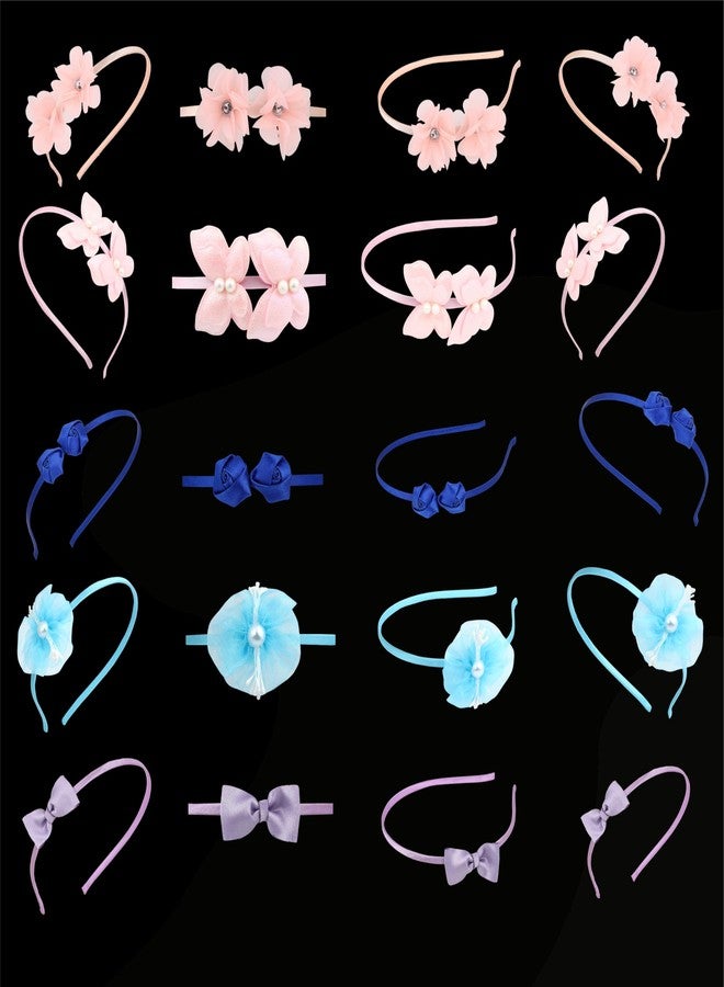 ANVIK (5pcs) Cute Stylish Fancy Satin Hairband Headband Head Band for Kids Girls/ Floral,Butterfly ,Bow lightweight comfortable Hair Accessories for Girls 3 to 12 years/ Hair Band for Parties/ Festival/Wedding/school/Birthday Gift for Girls - Image 2
