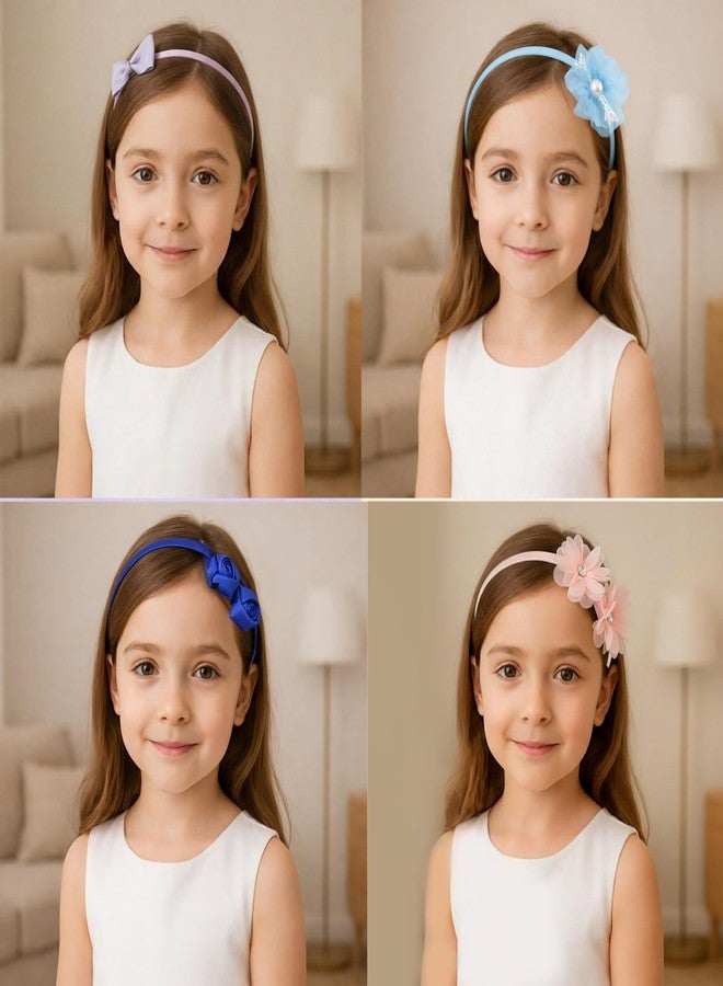ANVIK (5pcs) Cute Stylish Fancy Satin Hairband Headband Head Band for Kids Girls/ Floral,Butterfly ,Bow lightweight comfortable Hair Accessories for Girls 3 to 12 years/ Hair Band for Parties/ Festival/Wedding/school/Birthday Gift for Girls - Image 3