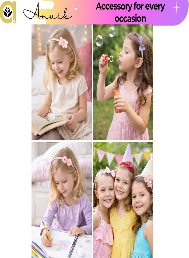 ANVIK (5pcs) Cute Stylish Fancy Satin Hairband Headband Head Band for Kids Girls/ Floral,Butterfly ,Bow lightweight comfortable Hair Accessories for Girls 3 to 12 years/ Hair Band for Parties/ Festival/Wedding/school/Birthday Gift for Girls - Image 5