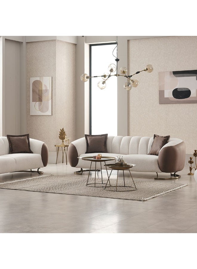 DANUBE HOME أريكة بالمييرا ذات مقعد واحد من القماش - بيج/بني، أريكة فردية أنيقة ومريحة لغرفة المعيشة، إطار خشبي ومعدني متين، الحجم: L105xW86xH80cm، مثالية للمساحات الصغيرة - Image 2