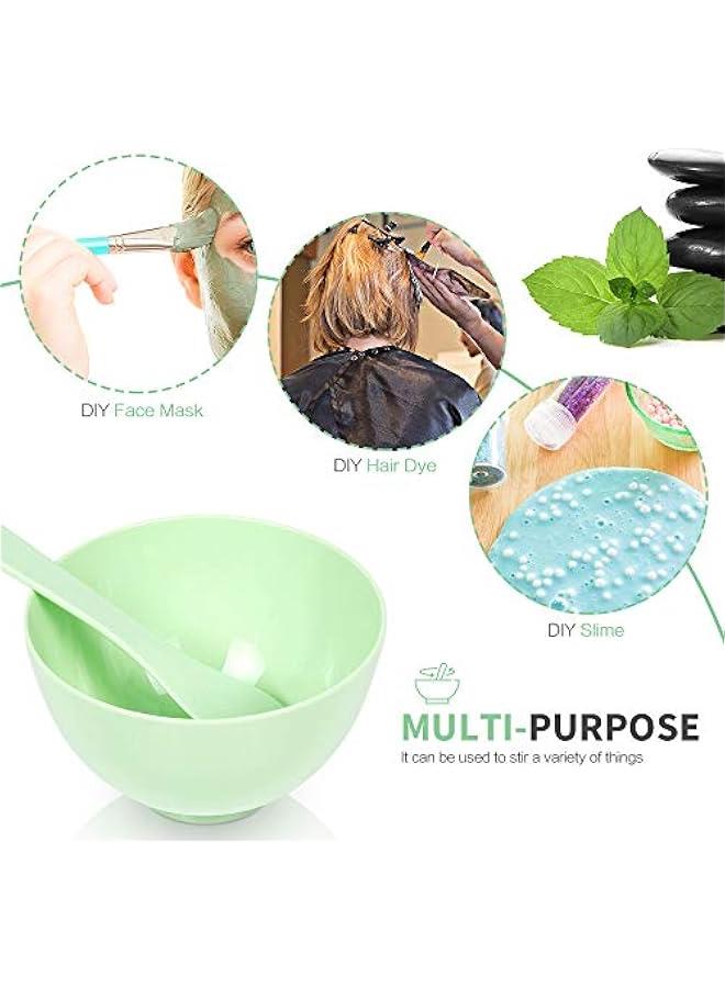 Arabest Facial Mask Mixing Bowl Set, DIY Facemask Mixing Tool Kit with Silicon Face Mask Brush Facial Mask Bowl Stick Spatula Gauges Puff, Pack of 8, Green - Image 3