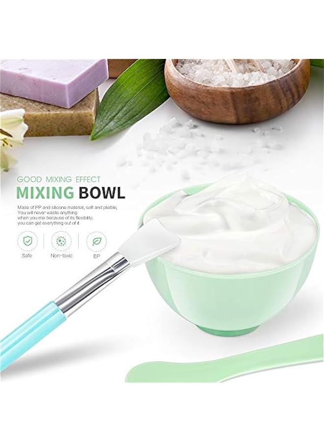 Arabest Facial Mask Mixing Bowl Set, DIY Facemask Mixing Tool Kit with Silicon Face Mask Brush Facial Mask Bowl Stick Spatula Gauges Puff, Pack of 8, Green - Image 5