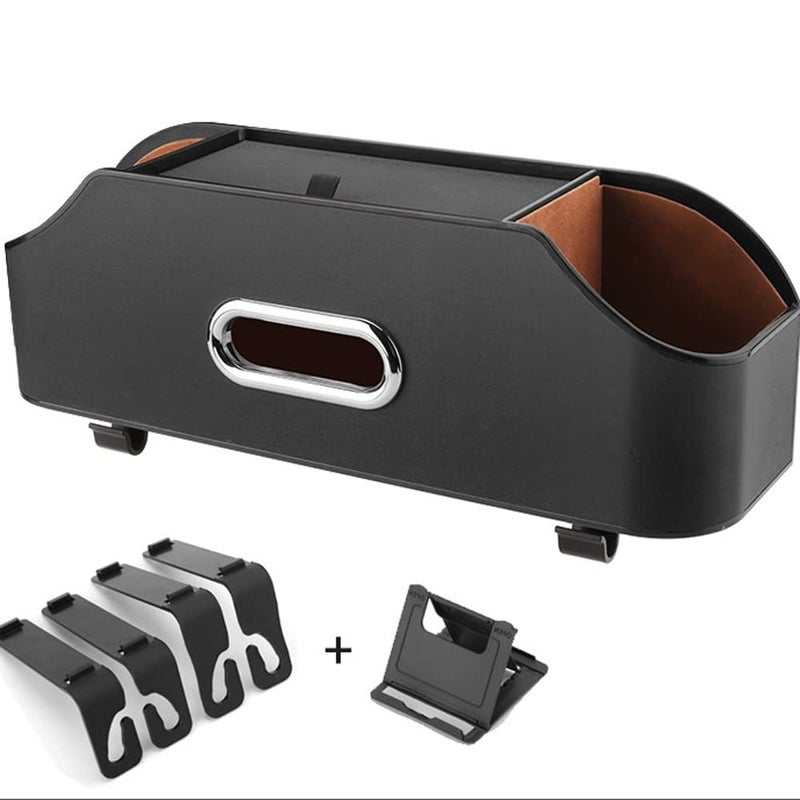 HAOTULE New car headrest Rear seat Multifunctional Storage Box, partition Design, with Cup Holder, Tissue Box, headrest Hook, Suitable for Children and Adults, car Travel Accessories (Black) - Image 4