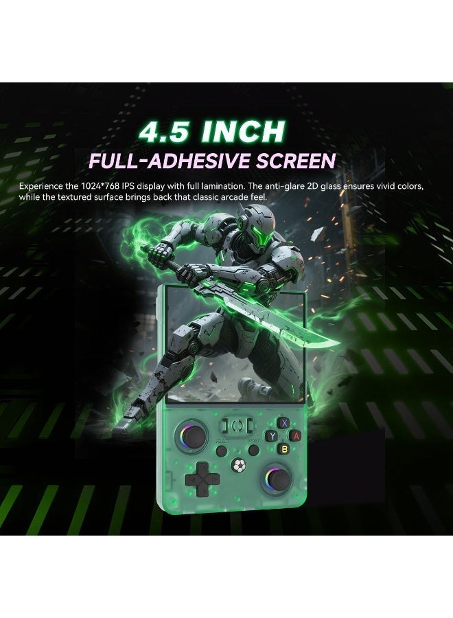 R36MAX 2 Retro Handheld Game Console 4.5 Inch IPS Display 64GB Linux System Portable Pocket Video Game Player with Dual Joystick Classic Gaming Device Green - Image 2