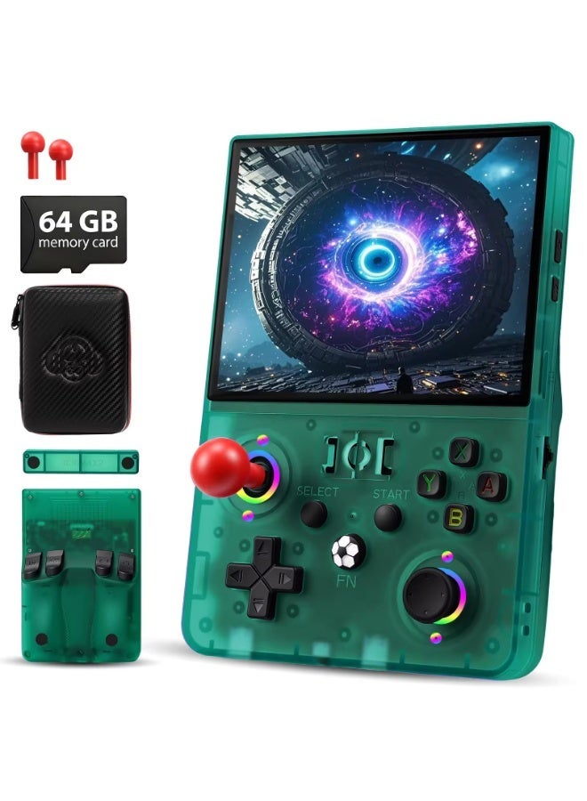 R36MAX 2 Retro Handheld Game Console 4.5 Inch IPS Display 64GB Linux System Portable Pocket Video Game Player with Dual Joystick Classic Gaming Device Green - Image 1