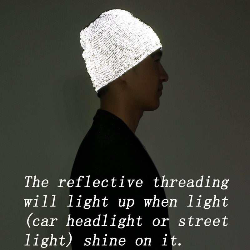 AMNQUERXUS Reflective Beanie Hat High Visibility Warm Winter Loop Knit Cap Gifts for Women Men - Image 2