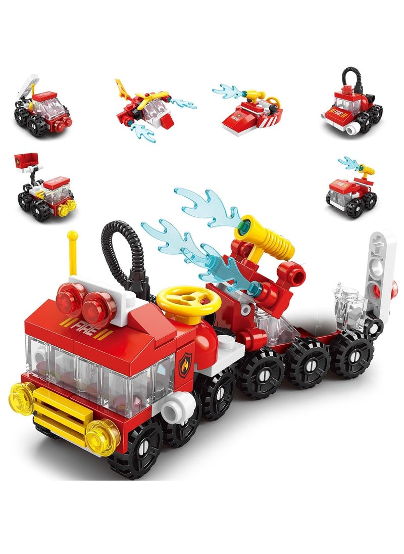 6 in 1 Toddler Fire Truck Toy Building Blocks Toys for Boys Aged 4+ Kids Gift Ideas Forest Fire Truck Toys 142 Pieces - Compatible with Other Building Block Toys  - Image 1