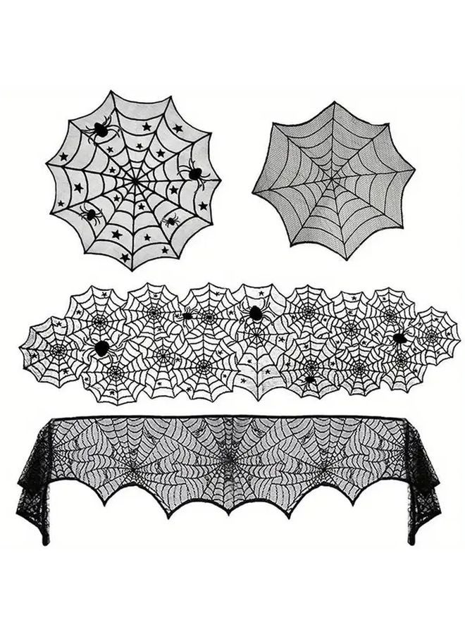 2025  Black Lace Spider Web Tablecloth 11 81 Inch Placemat Party Supplies - Image 3