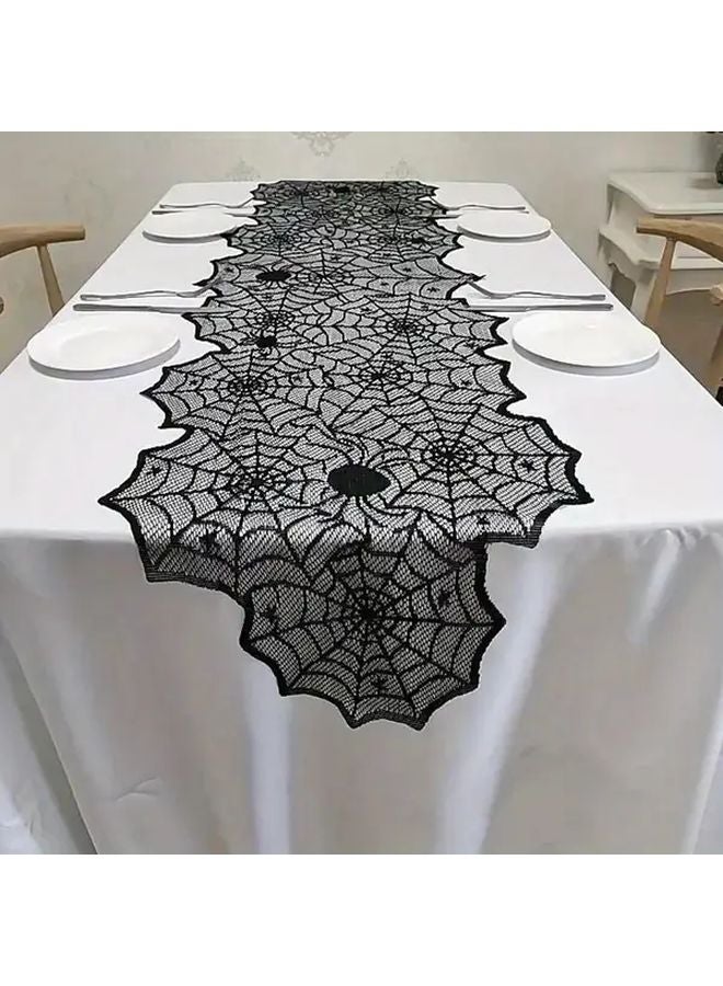 2025  Black Lace Spider Web Tablecloth 11 81 Inch Placemat Party Supplies - Image 2