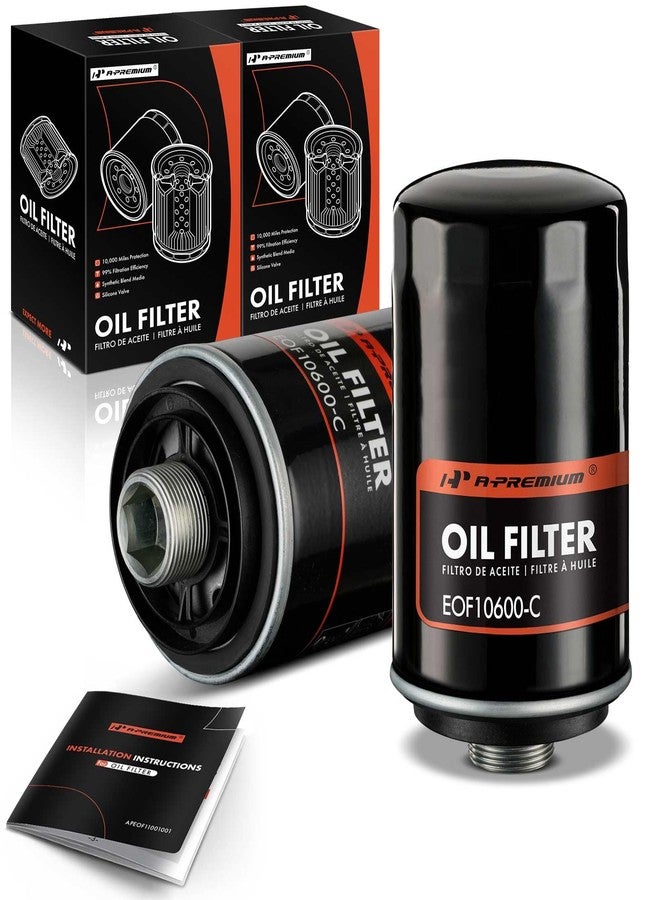 A-Premium 10K Miles Protection Spin On Oil Filter Compatible with Volkswagen Jetta, Passat, Tiguan, Beetle, CC, Eos, GTI & Audi A4, Q5, A5, A6, A3, Q3, TT, A3 Quattro, A4 Allroad, A4 Quattro, 2-PC Set - Image 1