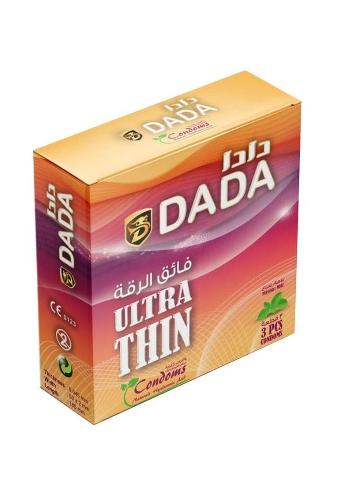 دادا واقيات ذكرية فائقة النحافة بنكهة النعناع، عبوة 3 قطع، حماية موثوقة، مثالية لتنظيم الأسرة - Image 1