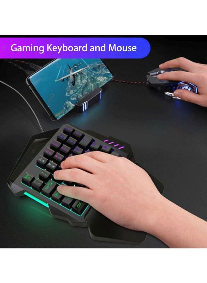 Generic - One Handed Wired Gaming Keyboard and Mouse Combo, Include Mini Feel Keyboard, Ergonomic Vertical Feel Small Wired Mouse - Image 1