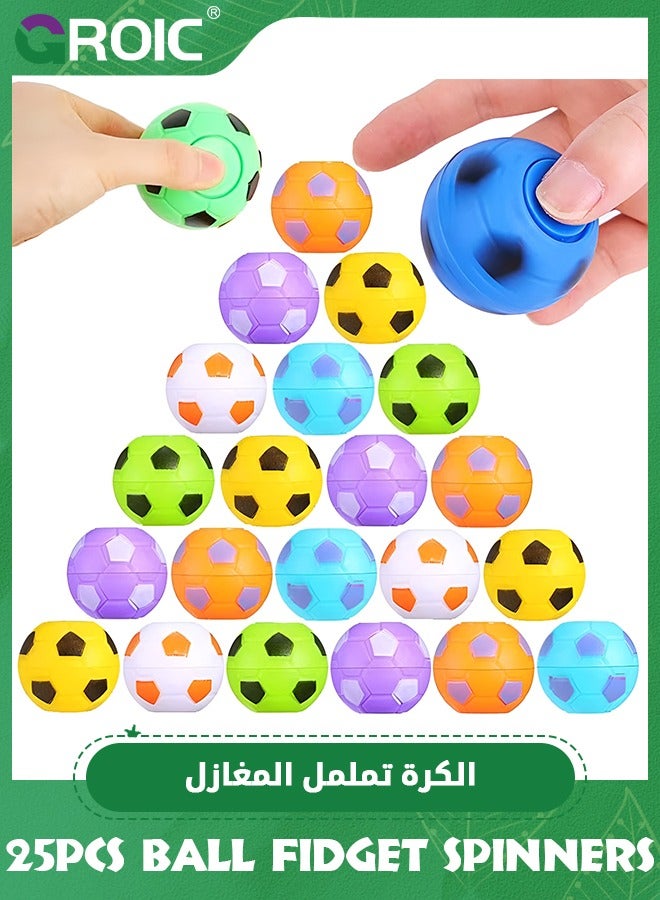 GROIC 25 Pack Party Favors for Kids,ini Soccer Ball Fidget Spinners Bulk, Soccer Fidget Toys Goodie Bag Stuffers, Rotatable Soccer Finger Stress Balls,Decompression Toy - Image 1