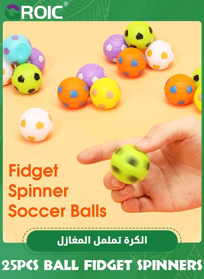 GROIC 25 Pack Party Favors for Kids,ini Soccer Ball Fidget Spinners Bulk, Soccer Fidget Toys Goodie Bag Stuffers, Rotatable Soccer Finger Stress Balls,Decompression Toy - Image 3