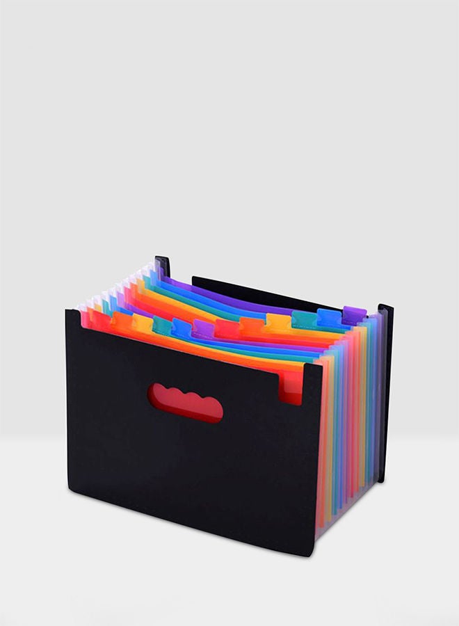 NIBEMINENT 12-Pockets File Organiser For A4 Paper Black/Red/Yellow - Image 1