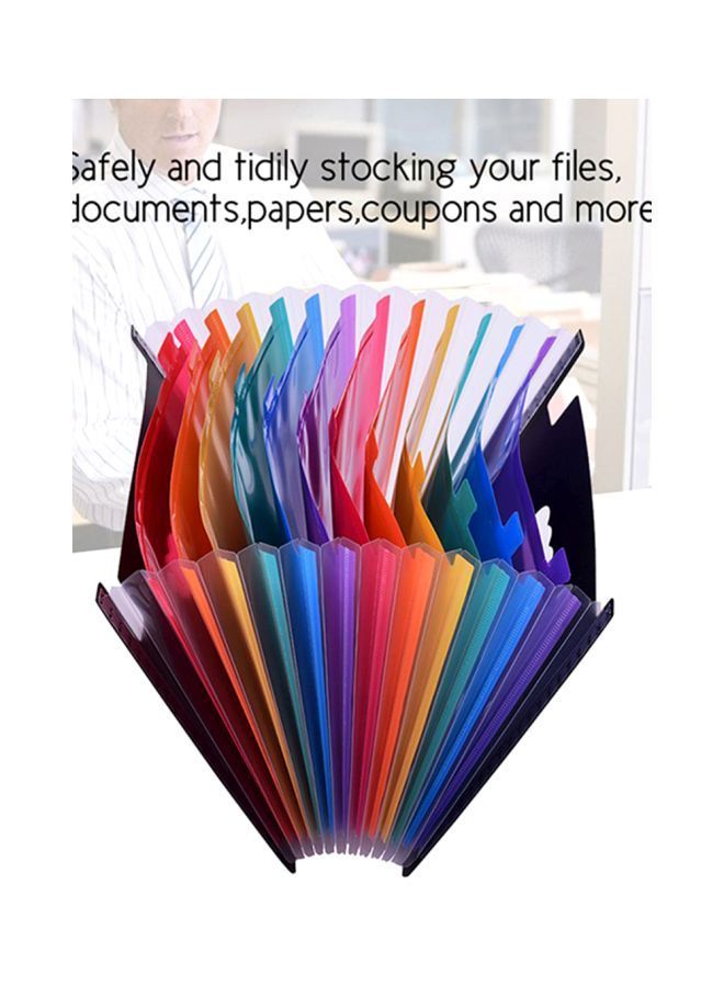 NIBEMINENT 12-Pockets File Organiser For A4 Paper Black/Red/Yellow - Image 3