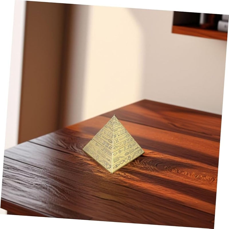 صحن رماد هرمي قديم من البرونز المعدني مع غطاء مقاوم للرياح لتخزين سطح المكتب - Image 5