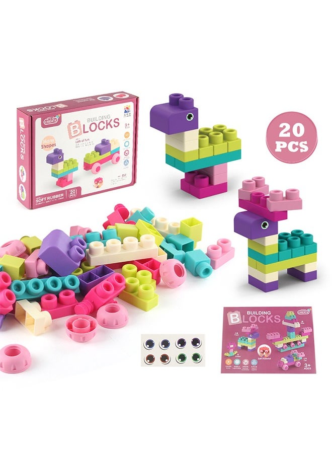FUNCOT Soft Building Block Early Educational Toy, Can Be Boiled And Bitten, and Build a Preschool Education Sensory Stacking Rock, Suitable for Baby 1-3 Years Old Blocks Toy  - Image 1