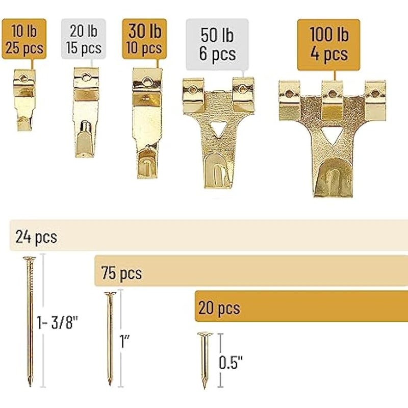 - Picture Hanging Kit, 220pc, Picture Hangers, Nails for Hanging Pictures, Wall Hangers, Picture Hanging, Picture Hanging Hooks, Frame Hanging Hardware, Picture Hooks, Wall Hanging Kit - Image 3