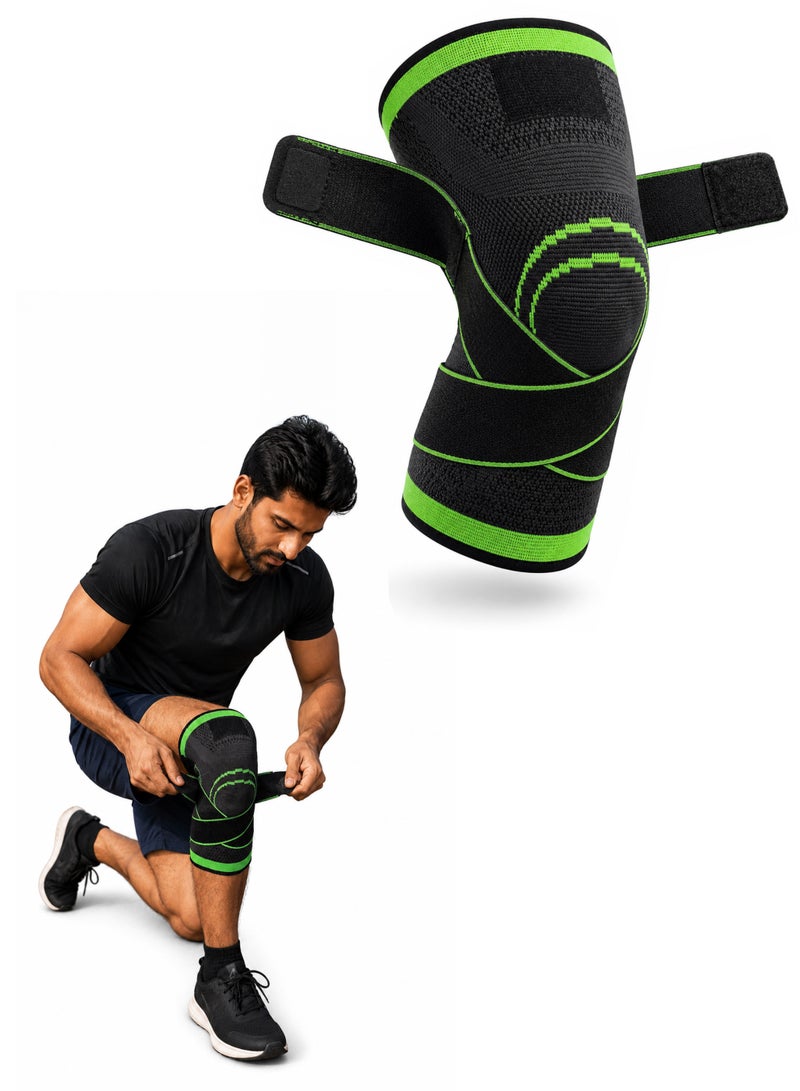 DBLEW Adjustable Knee Brace Support Sleeve with Compression Wrap Straps, Breathable 3D Weaving Knee Support for Sports, Running, Walking, Gym, Basketball & Daily Use - Image 1