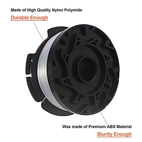 THTEN AF-100 String Trimmer Spool Compatible with Black and Decker GH600 GH900 LST201 LSTE525 BESTA510 30ft 0.065" Refills Line AFS Weed Eater Edger with RC-100-P Spool Cap Covers 6+2 - Image 2
