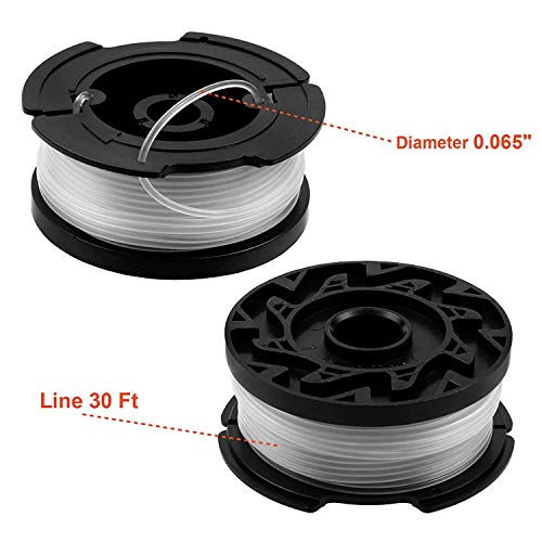 THTEN AF-100 String Trimmer Spool Compatible with Black and Decker GH600 GH900 LST201 LSTE525 BESTA510 30ft 0.065" Refills Line AFS Weed Eater Edger with RC-100-P Spool Cap Covers 6+2 - Image 3