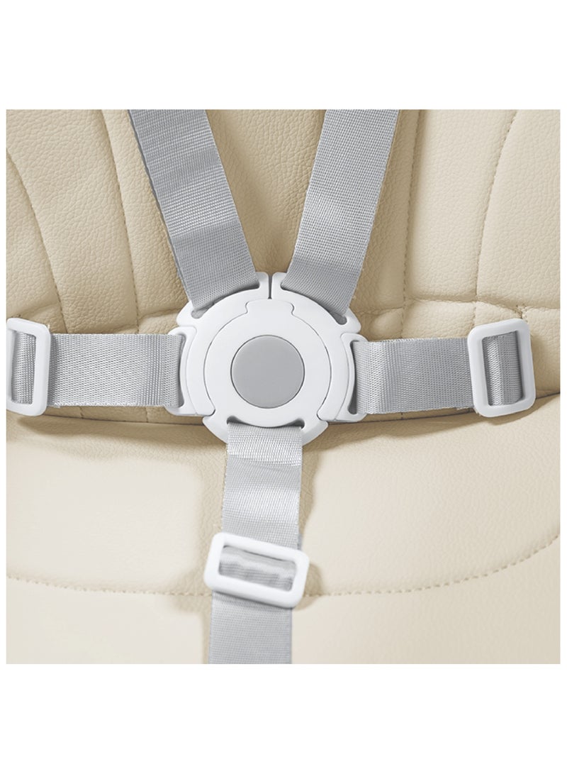 Nurtur 2 in 1High chair, adjustable height, wooden finish, with padded cushioning, Detachable Tray, footrest included - Beige - Image 5