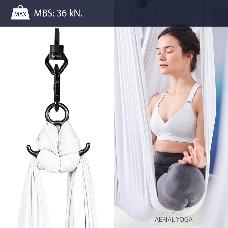 FUSION Climb Delta Swivel - Safest Rotational Device Hanger for Web Tree Swing, Therapy Swing, Aerial Dance, Rock Climbing, Hanging Hammocks (FP-8300-BLKBLK) - Image 5
