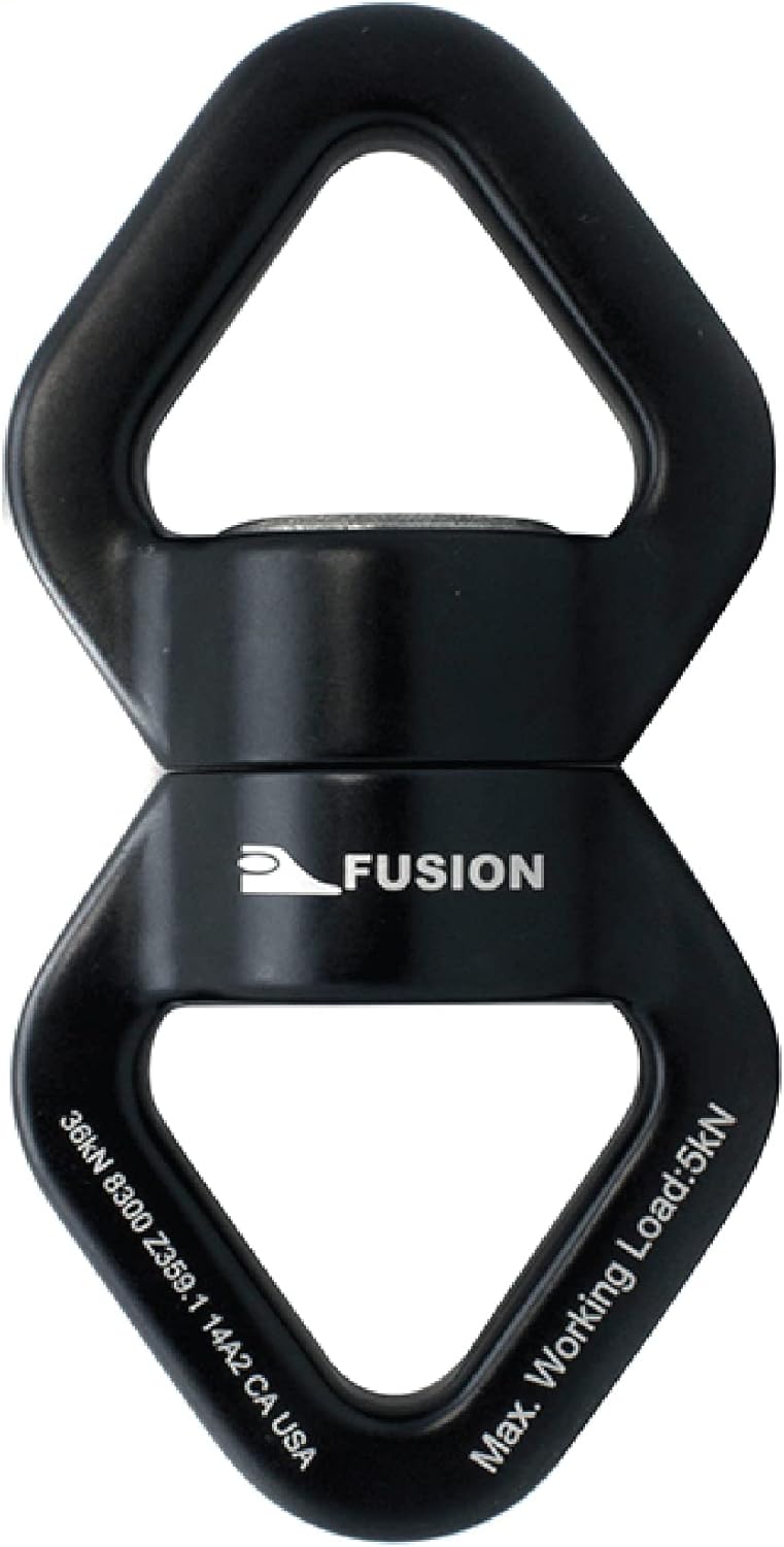 FUSION Climb Delta Swivel - Safest Rotational Device Hanger for Web Tree Swing, Therapy Swing, Aerial Dance, Rock Climbing, Hanging Hammocks (FP-8300-BLKBLK) - Image 1