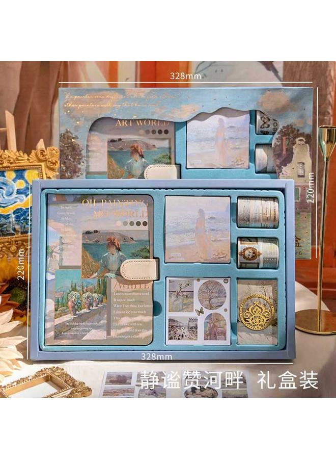 Bluejw | Oil Painting Hand Account Suit Gift Box High Color Value Book Simple Ins Student Hand Account Book Art Square Journal For Women - Image 1