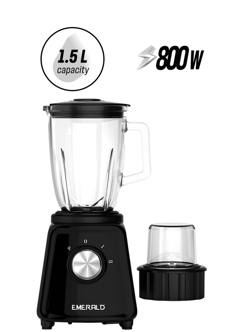EMERALD Masterblender Duo 1.5 Litre Glass Blender & 250 Gms Dry Grinder, 800 Watts, EK732MBG. - Image 1