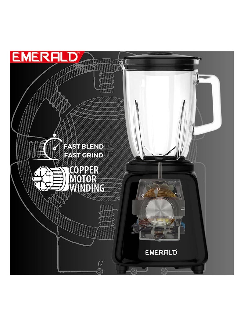 EMERALD Masterblender Duo 1.5 Litre Glass Blender & 250 Gms Dry Grinder, 800 Watts, EK732MBG. - Image 4
