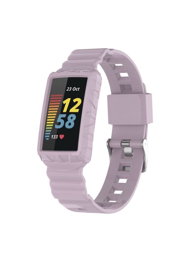 Generic - Replacement Strap For Fitbit Charge 6 / 5 / 4 / 3 Armor Integrated TPU Watch Band Light Purple - Image 1