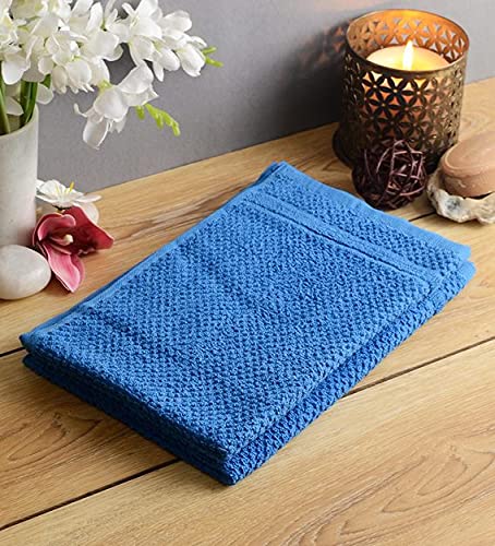 TIQH Organic Cotton 400 GSM Thick and Plush Hand Gym Workout Hand Towel Set of 2 Blue