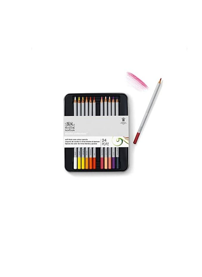 WINSOR & NEWTON Winsor And Newton Studio Collection Color Pencil Tin Set 24  - Image 4