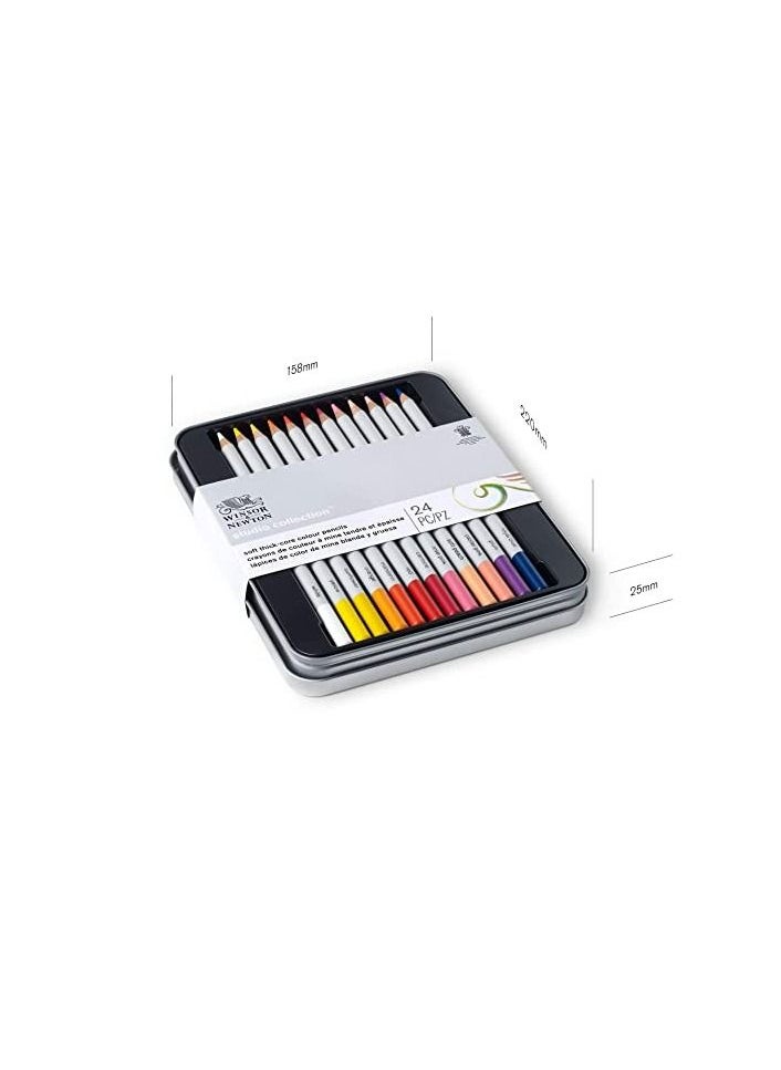 WINSOR & NEWTON Winsor And Newton Studio Collection Color Pencil Tin Set 24  - Image 3
