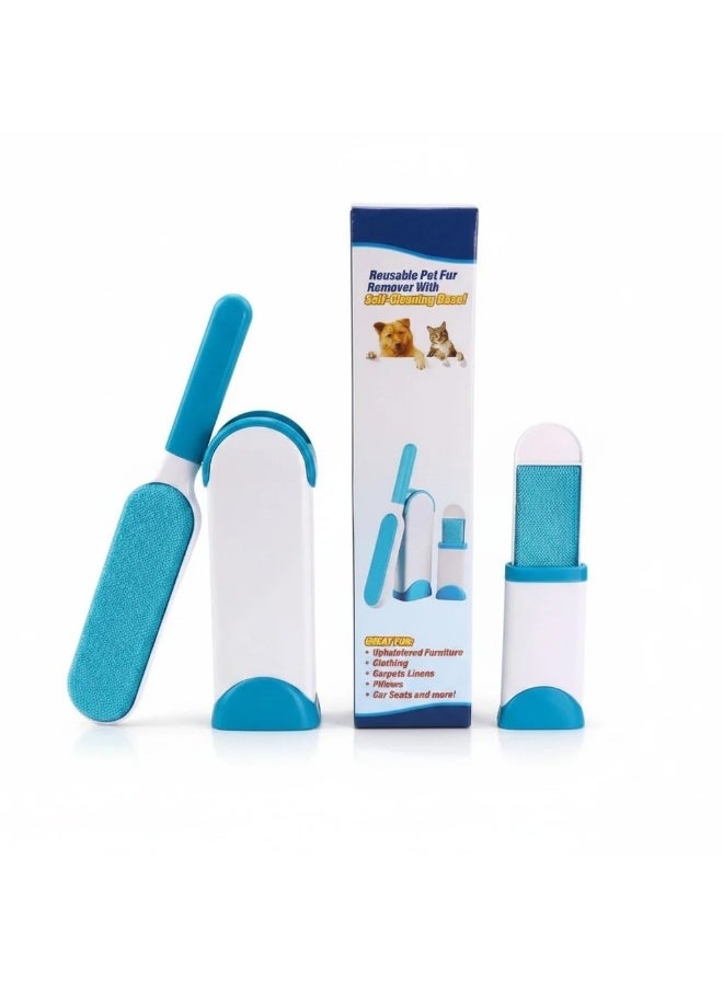 Pet Lint Remover Blue & White with Self Cleaning Base