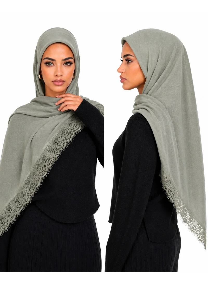 Ophelia 6pcs Jasmine Sada Premium Cotton Hijab with Lace Trim - Brown