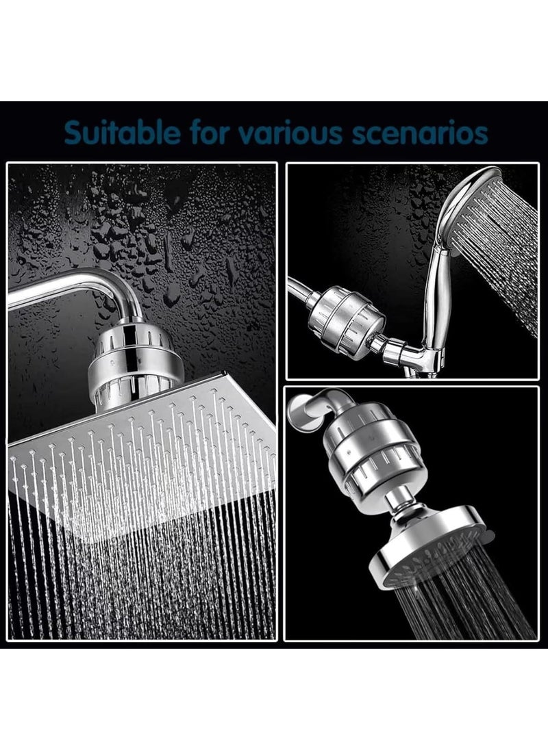 Vivatra Vivatra 15 Stage Shower Filter Shower Head Filter for Hard Water Removes Chlorine Heavy Metals Vitamin C Water Softener Reduces Dry Skin Dandruff Silver  - Image 5