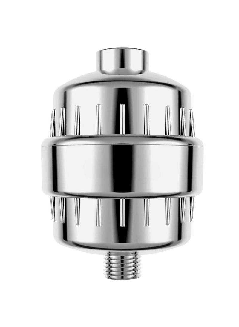 Vivatra Vivatra 15 Stage Shower Filter Shower Head Filter for Hard Water Removes Chlorine Heavy Metals Vitamin C Water Softener Reduces Dry Skin Dandruff Silver  - Image 1