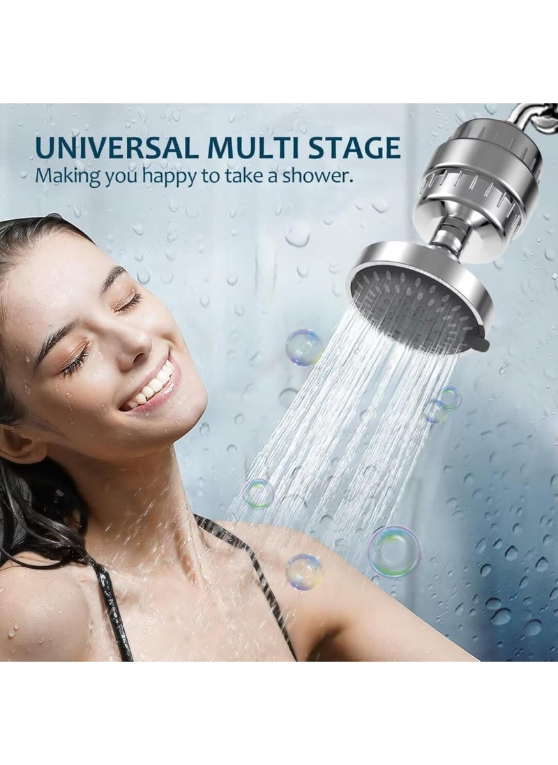 Vivatra Vivatra 15 Stage Shower Filter Shower Head Filter for Hard Water Removes Chlorine Heavy Metals Vitamin C Water Softener Reduces Dry Skin Dandruff Silver  - Image 4