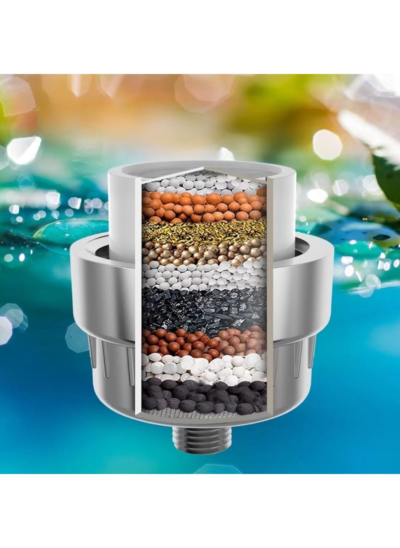 Vivatra Vivatra 15 Stage Shower Filter Shower Head Filter for Hard Water Removes Chlorine Heavy Metals Vitamin C Water Softener Reduces Dry Skin Dandruff Silver  - Image 3
