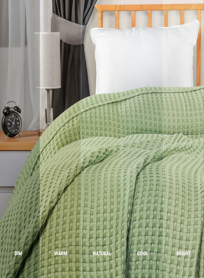 Utopia Bedding Sage Green 100% Cotton Waffle Blanket 300 GSM [Queen - 90x90 Inch] Soft Lightweight Breathable Bed Blanket for All Season - Image 5